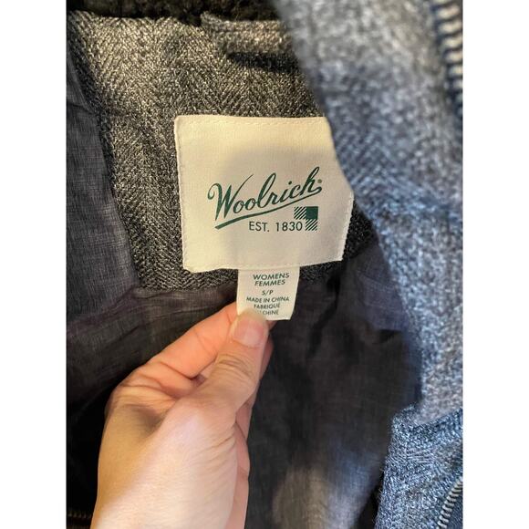Woolrich Hooded Thumb Hole Wool Heavy Warm Winter Snow Jacket Gray Size Small - Picture 10 of 13